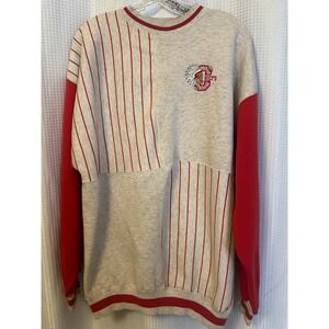 VTG 90s Chiefs Red & Gray Striped Colorblock Sweatshirt Mens Size XL